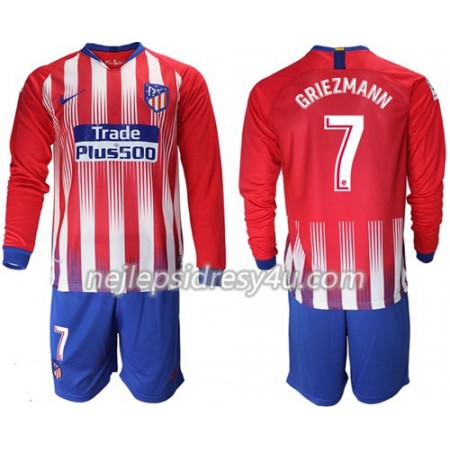 Fotbalový Dres Atlético Madrid Griezmann 7 Dětské Domácí 2018/19 Dlouhý Rukáv